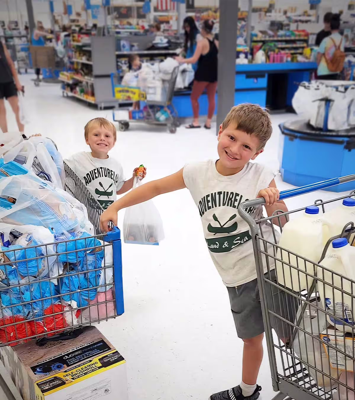 Jon and Beau Holder helping with supplies